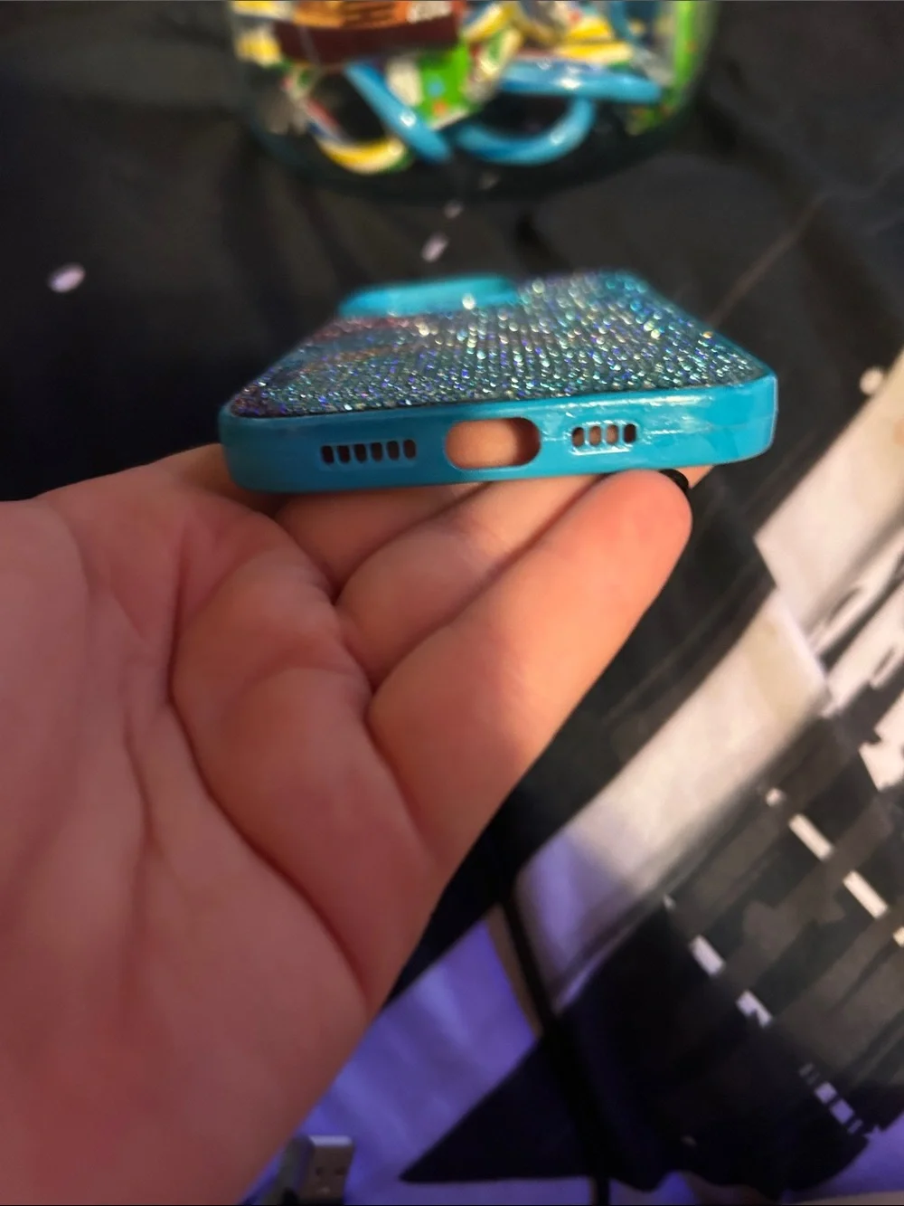 Sparkling Blue Rhinestone Phone Case - Blue for IPhone 14 Plus